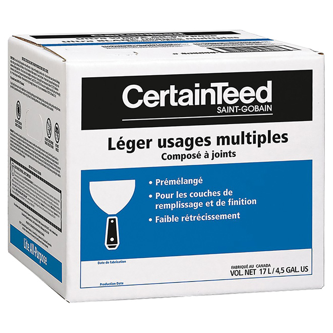 Composé à joints léger multi-usages CertainTeed, 17 L, 500 pi2, prémélangé