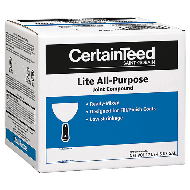 CertainTeed Lite All-Purpose Drywall Compound - 17-L - 500-sq. ft. - Ready-Mixed