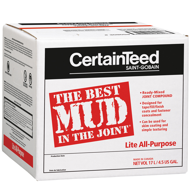 CertainTeed The Best Mud in the Joint Lite All-Purpose Drywall Compound - 17-L - Ready-Mixed