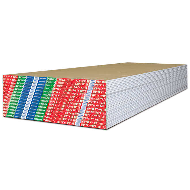CertainTeed FIRELITE Drywall Type X Lightweight Fire Resistant 5/8-in x 4-ft x 12-ft