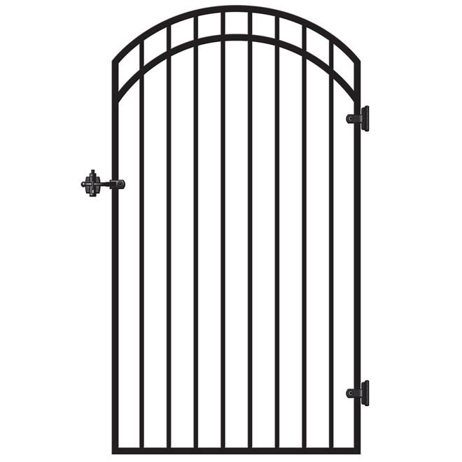 Porte de clôture ornementale à fermeture automatique Nuvo Iron, 68 po x 33 po, métal, noir