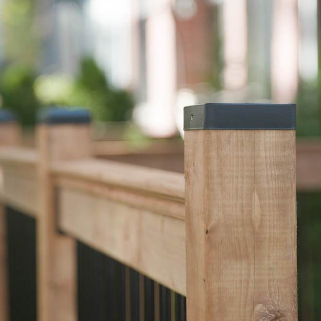 Nuvo Iron Eazy-Cap Post Cap in Galvanized Steel 4 x 4-in - Black