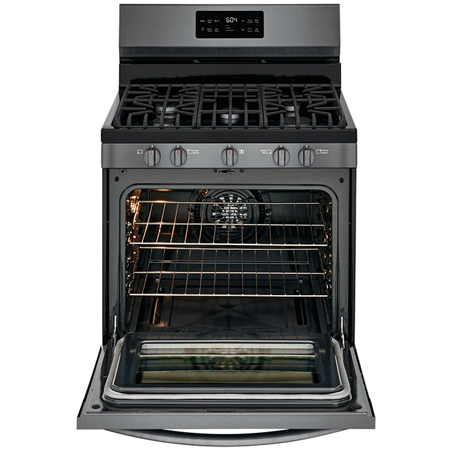 Frigidaire Gallery Gas Range - Freestanding - 5-cu.ft - Black Stainless Steel - Single Oven