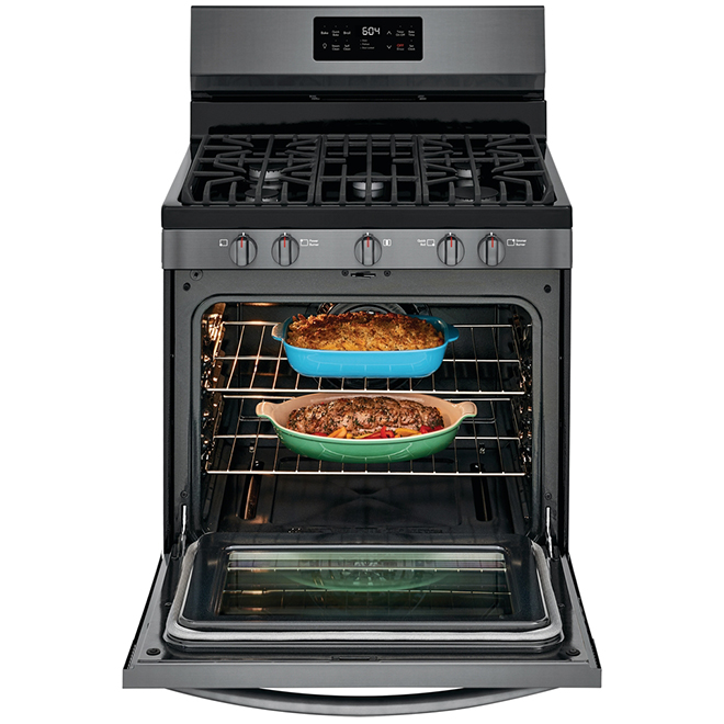 Frigidaire Gallery Gas Range - Freestanding - 5-cu.ft - Black Stainless Steel - Single Oven