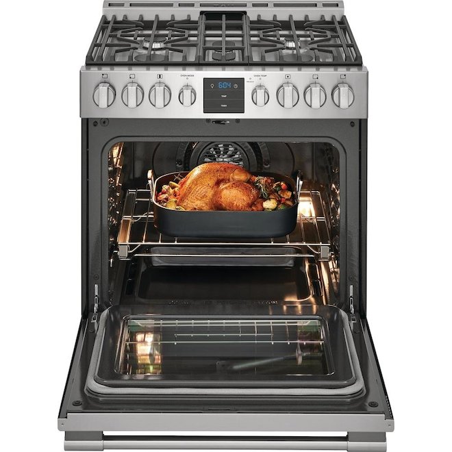 Frigidaire Professional 30-In Convection Gas Range with 5 Burners Self-Clean Air Fry Stainless Steel