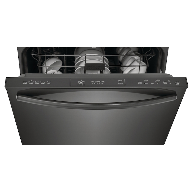 Lave-vaisselle encastré de 24 po Frigidaire Gallery avec broyeur d'aliments durs, 52 dB, acier inoxydable noir