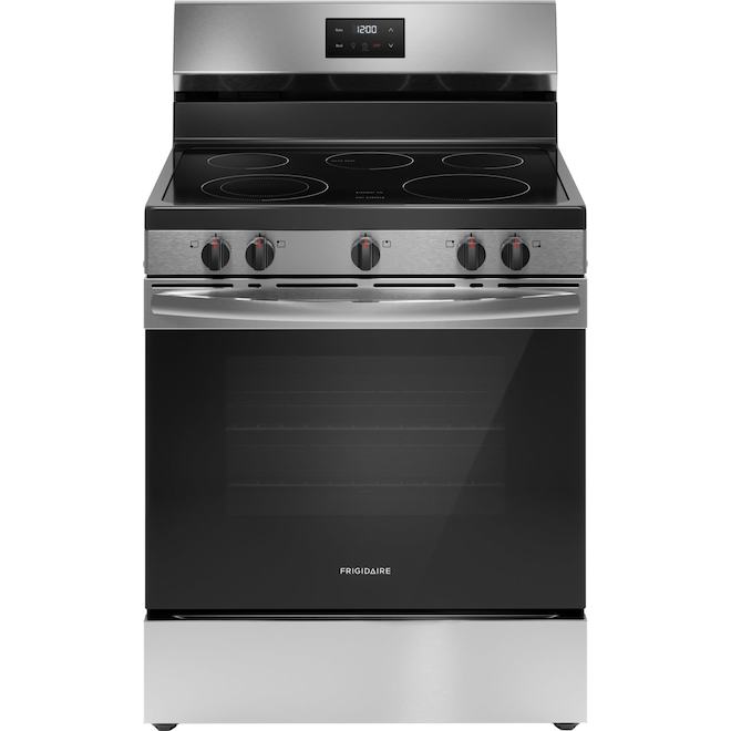 Cuisinière électrique Frigidaire autoportante nettoyage manuel 5,3 pi³ 5 éléments surface lisse 30 po, acier inoxydable