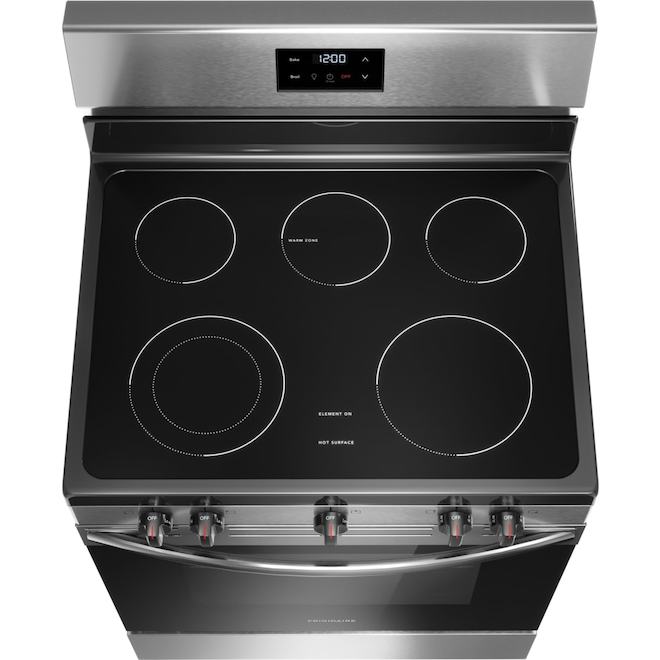 Cuisinière électrique Frigidaire autoportante nettoyage manuel 5,3 pi³ 5 éléments surface lisse 30 po, acier inoxydable