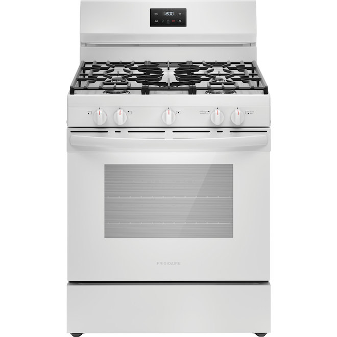 Frigidaire 30-in 5-Burner 5.1 ft³ Manual Cleaning Oven Freestanding Gas Range - White