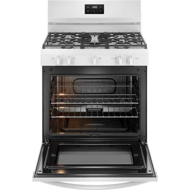 Frigidaire 30-in 5-Burner 5.1 ft³ Manual Cleaning Oven Freestanding Gas Range - White