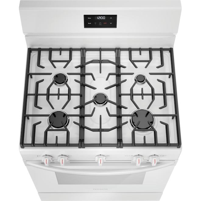 Frigidaire 30-in 5-Burner 5.1 ft³ Manual Cleaning Oven Freestanding Gas Range - White