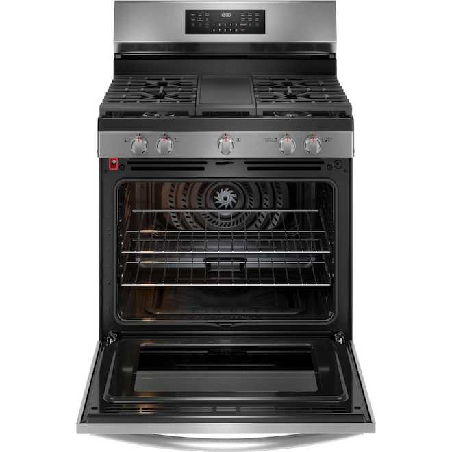 Frigidaire Gallery 30-in 5-Burner 5.1-ft³ Self-Cleaning Oven Freestanding Electric Range - Black Stainless Steel