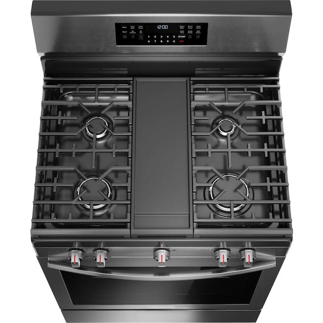 Frigidaire Gallery 30-in 5-Burner 5.1-ft³ Self-Cleaning Oven Freestanding Electric Range - Black Stainless Steel