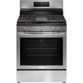 Frigidaire Gallery 30-in 5-Burner 5.1-ft³ Self-Cleaning Oven Freestanding Gas Range - Stainless Steel