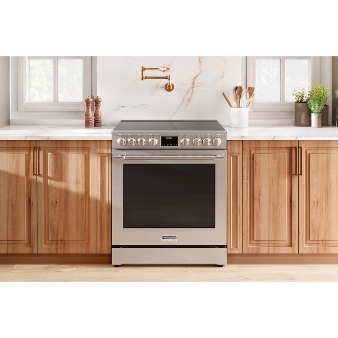 Cuisinière électrique autoportante Frigidaire four convection 6,2 pi³ 5 éléments surface lisse 30 po, acier inoxydable