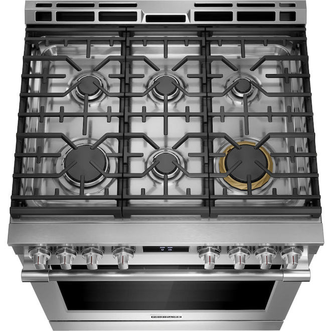 Frigidaire 30-in 6-Burner 6-ft³ Self and Steam-Clean Convection Oven Freestanding Gas Range - Stainless Steel