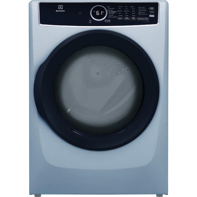 Sécheuse électrique à porte réversible Electrolux 8 pi³ superposable à évacuation extérieure et cycle vapeur, bleu