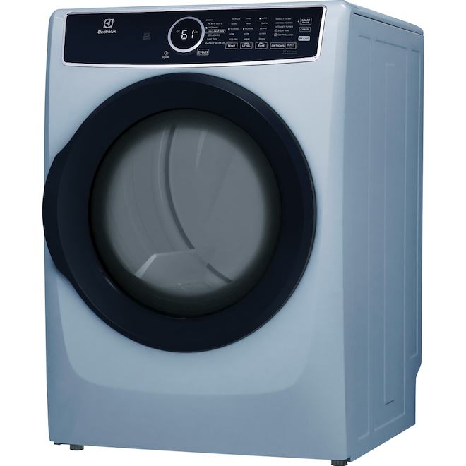 Sécheuse électrique à porte réversible Electrolux 8 pi³ superposable à évacuation extérieure et cycle vapeur, bleu