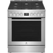 Cuisinière biénergie autoportante 4,6 pi³ Electrolux 30 po 5 brûleurs four convection, acier inoxydable.