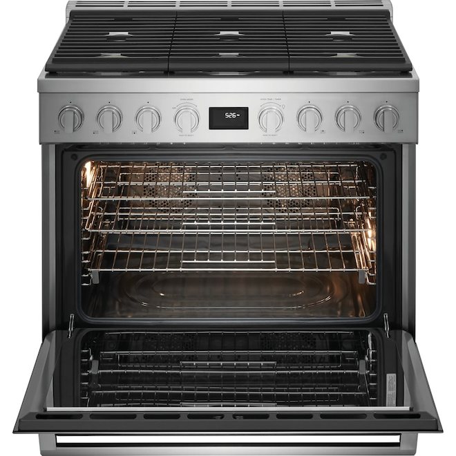 Electrolux 36-in 4.4-ft³ 6-Burner Convection Oven Freestanding Dual-Fuel Range - Stainless Steel