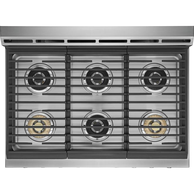 Cuisinière à gaz autonome 4,4 pi³ Electrolux 36 po 6 brûleurs four convection, acier inoxydable.