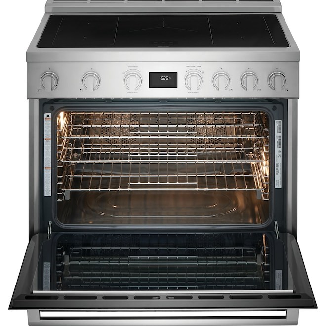 Cuisinière à induction autonome 36 po Electrolux 5 éléments four convection nettoyage vapeur 4,4 pi³, acier inoxydable.