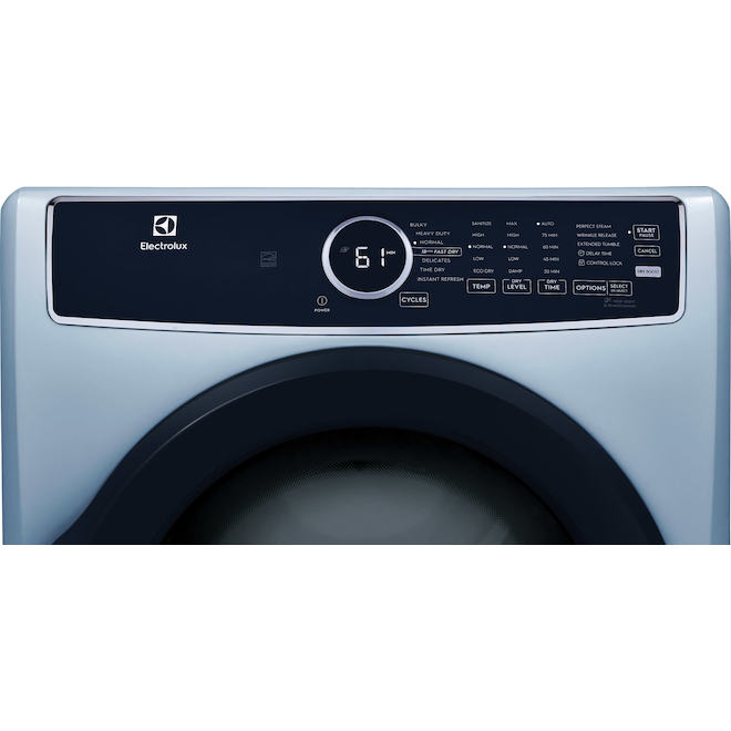 Sécheuse à gaz Electrolux 8 pi³ avec Perfect Steam et Instant Refresh, bleu glacier