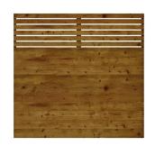 Panneau de clôture, 6' x 6', contemporain, bois traité, brun