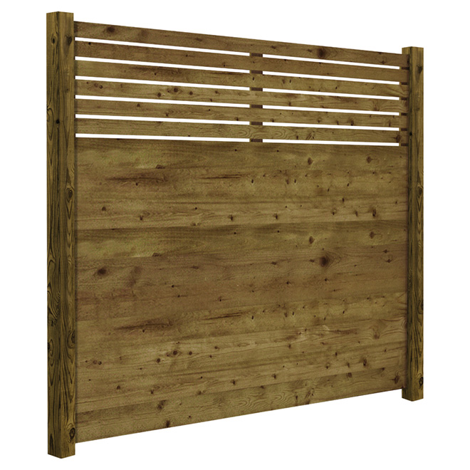 Panneau de clôture, 6' x 6', contemporain, bois traité, brun