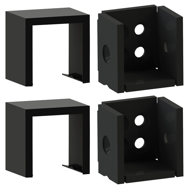Excalibur Metal Level Bracket 4-pc Set - Black - Powdered Paint - 2-in W x 2-in L