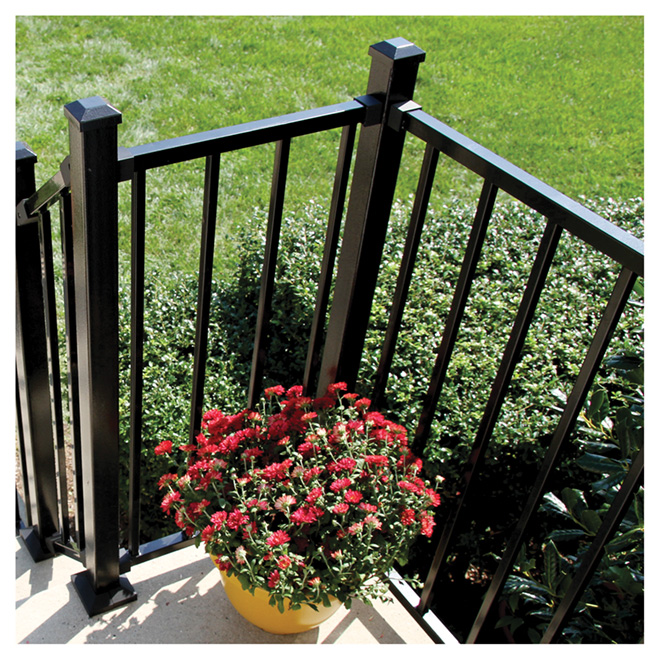 Excalibur Railing Corner Post - Powder-Coated Metal - Black - 2-in W x 2-in T x 44-in L