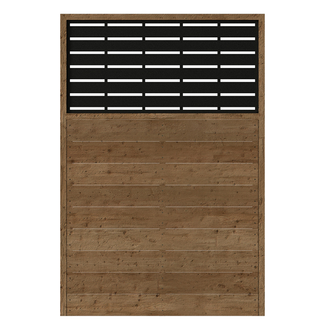 Wood Privacy Panel Boardwalk - 72-in x 48-in - Brown/Black