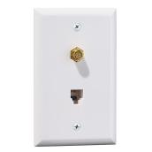 Wall Plate for Phone/Coaxial - White