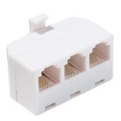 3-in-1 Adaptor for Telephone Outlet - RJ11 and RJ14 - White