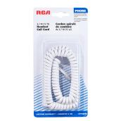 Cordon spiralé de combiné RCA, plastique et métal, blanc, 12 pi