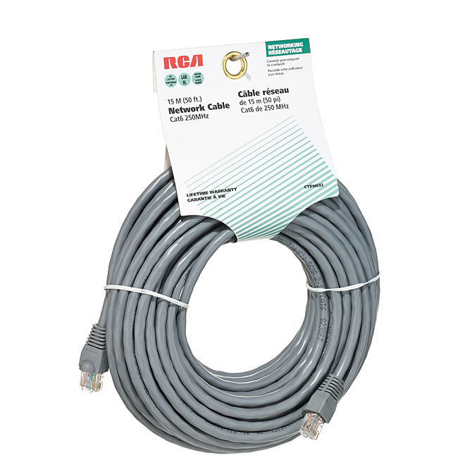 Câble réseau Ethernet RCA, 250 MHz, gris, 50 pi CTPH633R