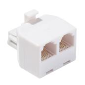 2-in-1 Adaptor for Telephone Outlet - RJ25 - White