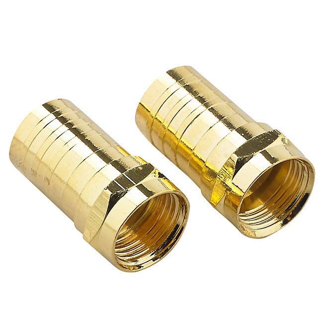 F-Type Connector for Coaxial Cable - Twist - Gold - 2/PK