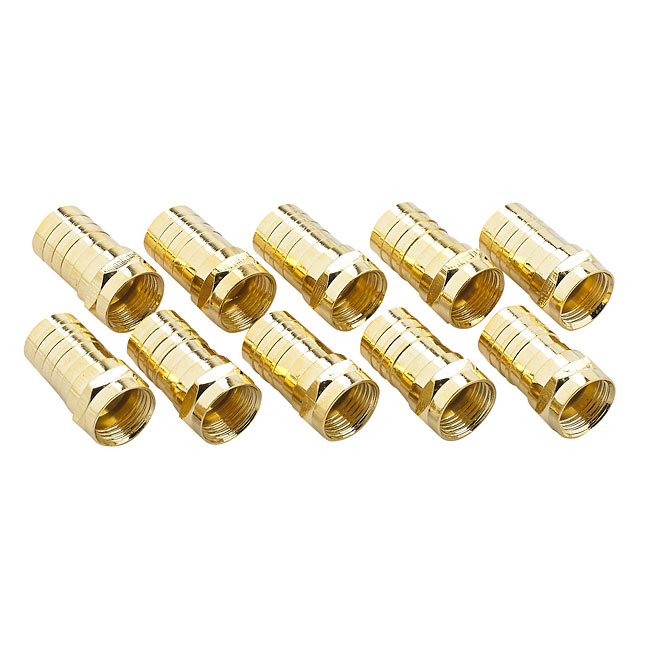 F-Type Connector for Coaxial Cable - Twist - Gold - 10/PK