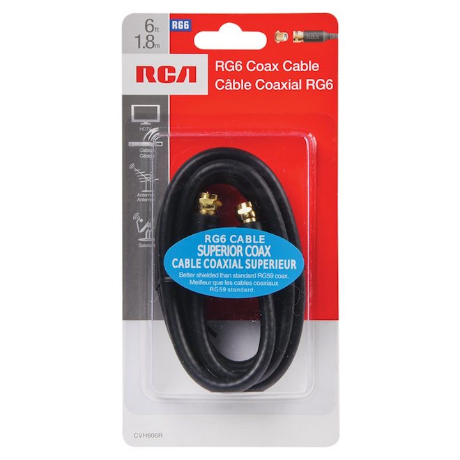 RG6 Coaxial Cable - 6-ft - Black