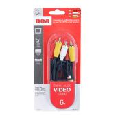 Câble stéréo, audio et vidéo RCA, noir, plastique et métal, 6 pi