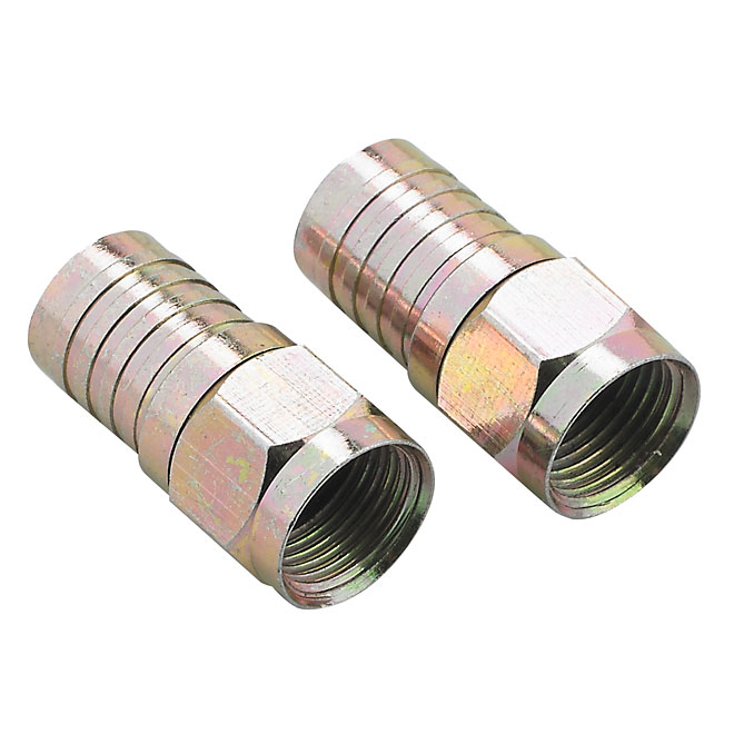 F-Type Connector for Outdoor Coaxial Cable - Silver - 2/PK