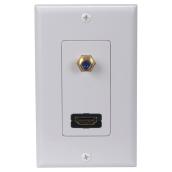 RCA Coaxial and HDMI Cable Wall Plate - White