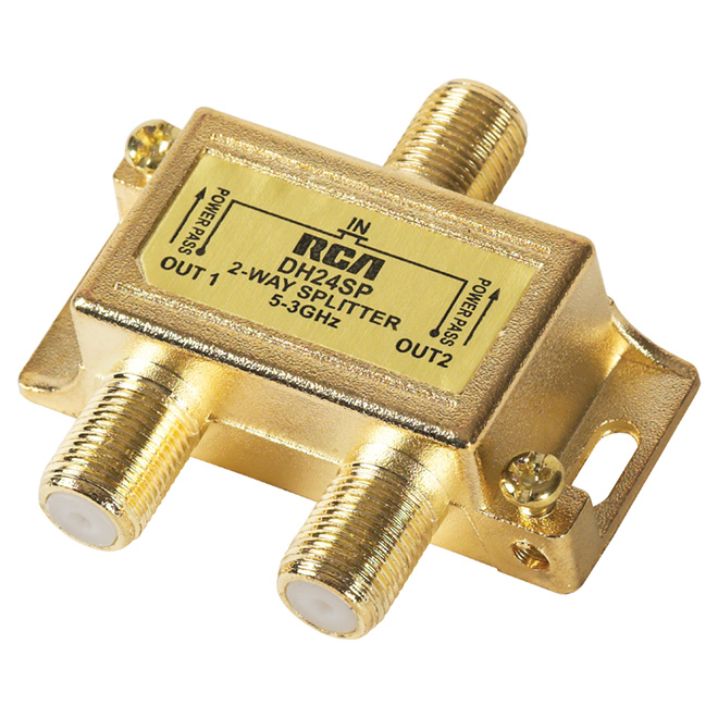 2-Way 3 GHz Coaxial Signal Cable Splitter - 3 GHz - Gold