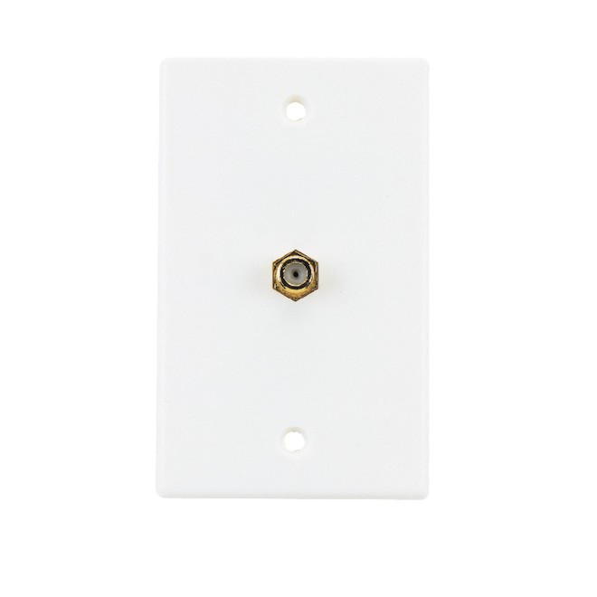 RCA Wall Plate for Coaxial Cable White Plastic