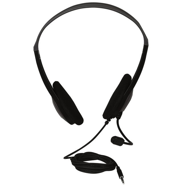 Jensen Stereo Headset with Microphone and 5.9-ft Extended Reach Cord - Black