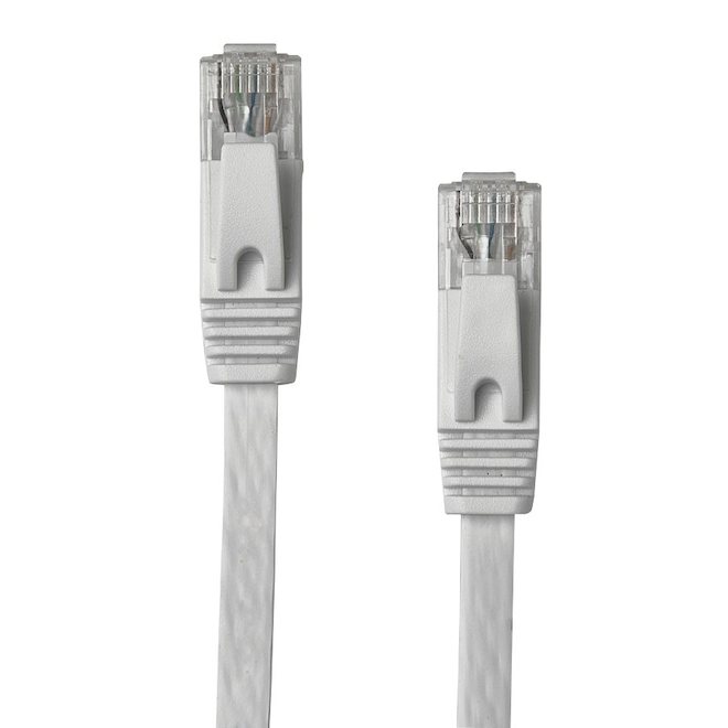 Câble reseau RCA, Cat 6, 50 pi, plat, blanc