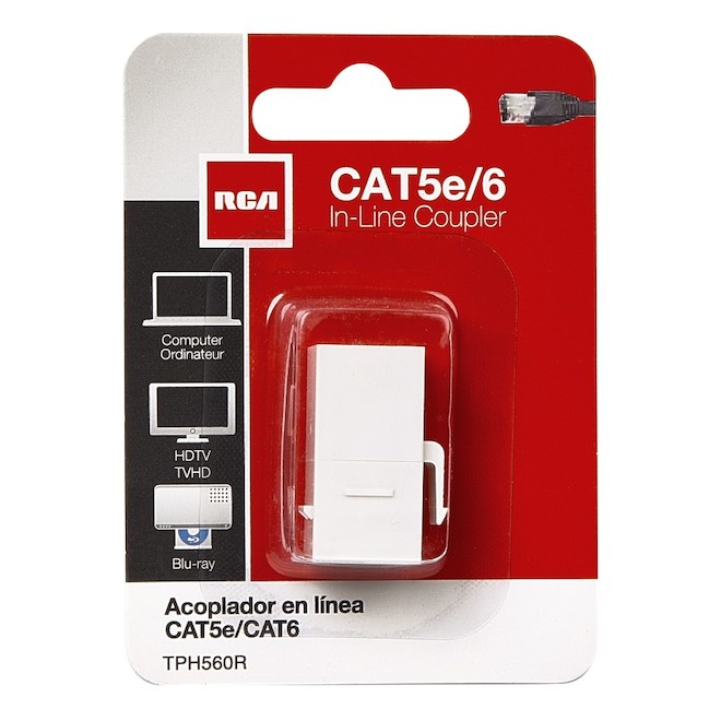 Coupleur de ligne CAT5E/6 de RCA, blanc