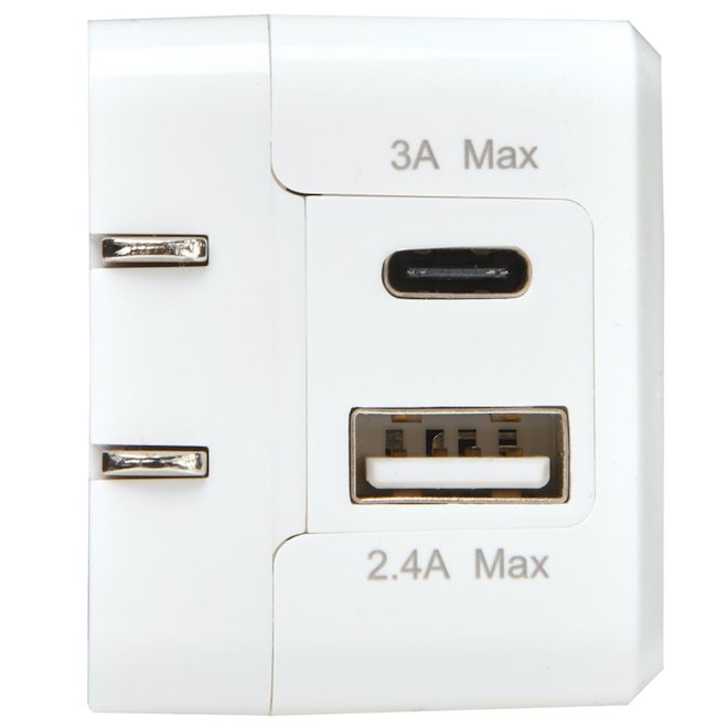 Jensen USB Type-A and Type-C Charger 3.4 A - White