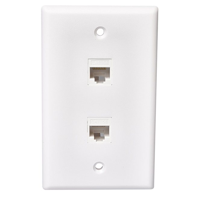 RCA Dual Cat5e/6 Wall Plate Cover - White